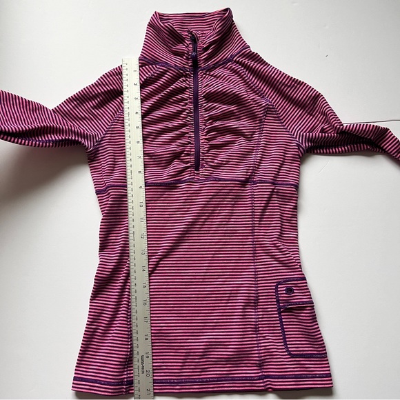 Ivivva Run Your Heart Out Pullover 1/2 Zip Pink Purple Surge MVP Stripe Sz 12 - Picture 4 of 12